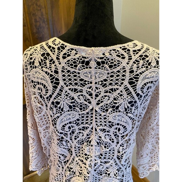 Adiva Blouse Plus Size XL Lace Womens Chic Sexy Top Nude Color 3/4 Sleeves - Picture 7 of 12